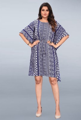 SARVOPAREE CREATION Women Kaftan Blue Dress