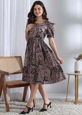 Moda Rapido Women Asymmetric Multicolor Midi/Calf Length Dress