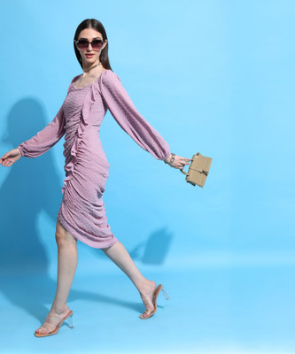 Tokyo Talkies Women Bodycon Purple Knee Length Dress