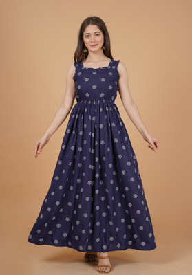 GLAMALUE Women A-line Black Maxi/Full Length Dress