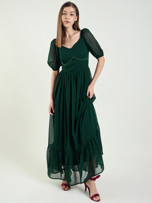 AAYU Women Fit and Flare Multicolor Maxi/Full Length Dress