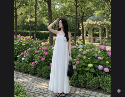 Trendythreads Women A-line White Maxi/Full Length Dress