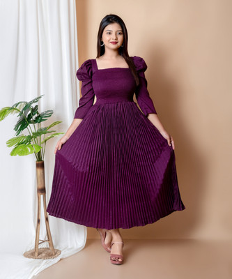 SClassicFashion Women A-line Purple Maxi/Full Length Dress