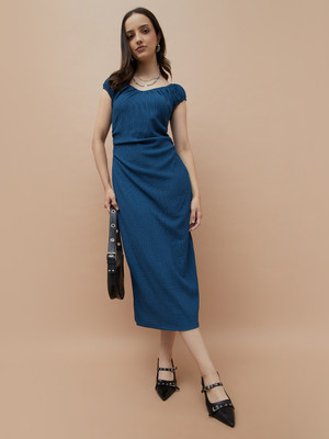 Ginger by Lifestyle Women A-line Blue Midi/Calf Length Dress