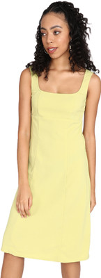 FOREVER 21 Women Sheath Green Knee Length Dress