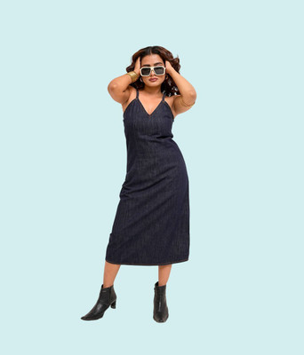 METRONAUT Women Maxi Blue Full Length Dress