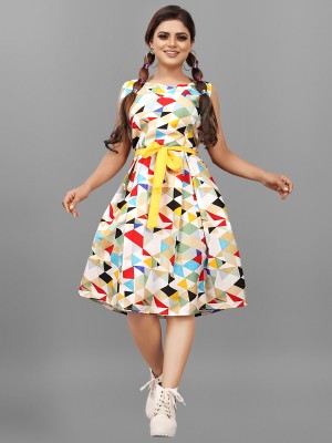 BRIGHT WORLD Women Fit and Flare Multicolor Dress