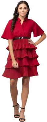 Fashion Passion India Women Fit and Flare Red Dress