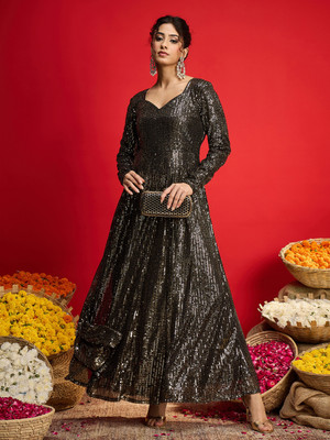 Shae by SASSAFRAS Women Ethnic Dress Black Maxi/Full Length Dress