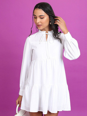 Tokyo Talkies Women Balloon/Bubble White Mini/Short Dress