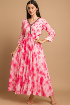 paarkgenecies Women Gown Pink Maxi/Full Length Dress