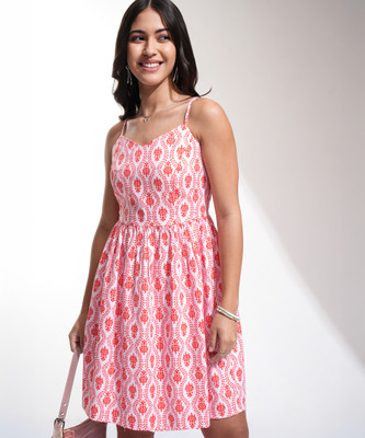 Tokyo Talkies Women Fit and Flare Pink Mini/Short Dress