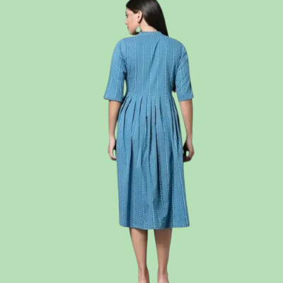 Suhani Creationnm Women Striped, Solid A-line Kurta(Pink, Light Blue)