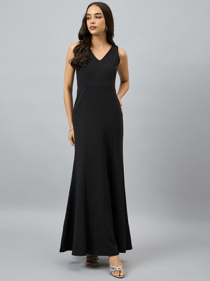 COLOR CAPITAL Women Maxi Black Full Length Dress