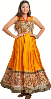 SHREE KALIKA FASHION Women Gown Yellow Maxi/Full Length Dress