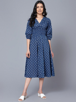 Femvy Flared/A-line Gown(Dark Blue)