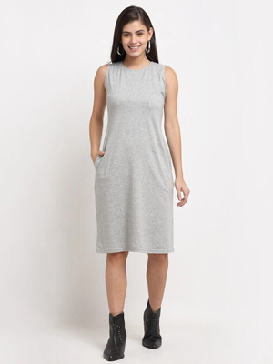 BRINNS Women A-line Grey Knee Length Dress