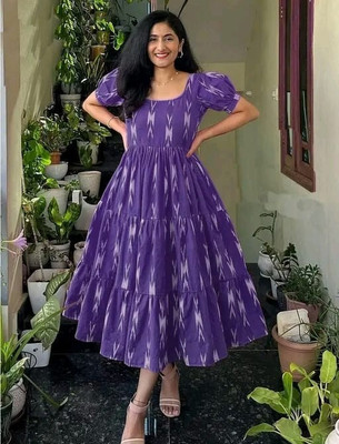 GonerDham Women A-line Purple Knee Length Dress