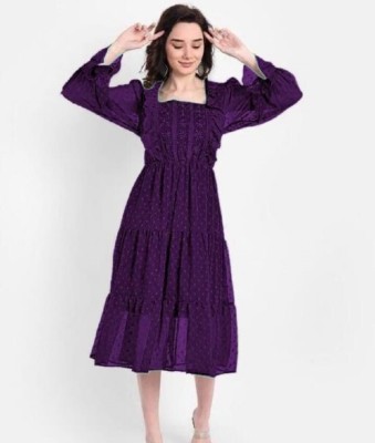 urban streetwear Women Fit and Flare Purple Dress