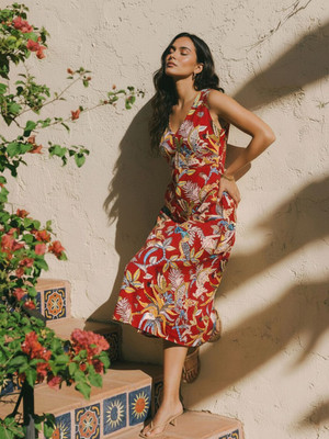 Sangria Women A-line Red Midi/Calf Length Dress
