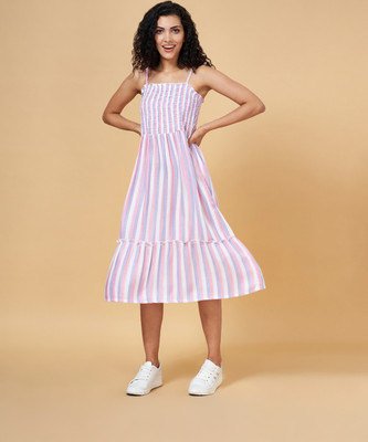 YU by Pantaloons Women Fit and Flare Multicolor Midi/Calf Length Dress