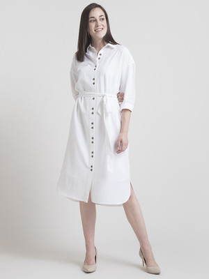Fable Street Women Shirt White Midi/Calf Length Dress