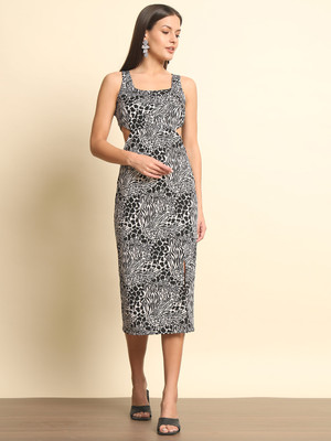 METRONAUT Women Sheath White Midi/Calf Length Dress