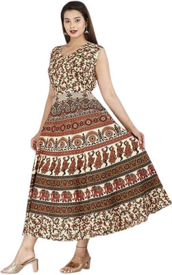 Nuwall Women A-line Multicolor Midi/Calf Length Dress