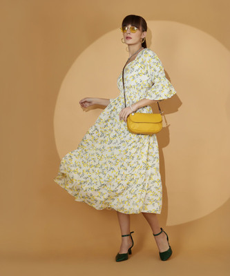 Sheetal Associates Women Fit and Flare Multicolor Midi/Calf Length Dress