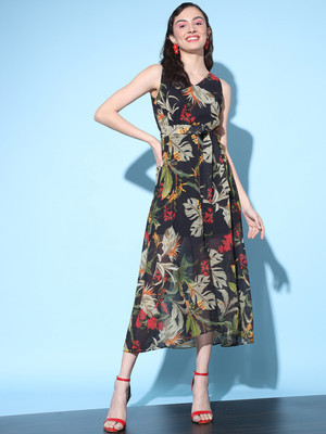 Moda Rapido Women A-line Multicolor Midi/Calf Length Dress