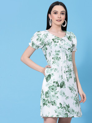 Oomph! Women Fit and Flare Green Above Knee/Mid Thigh Length Dress