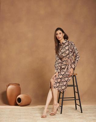 Fabindia Women Shirt Black Below Knee Dress
