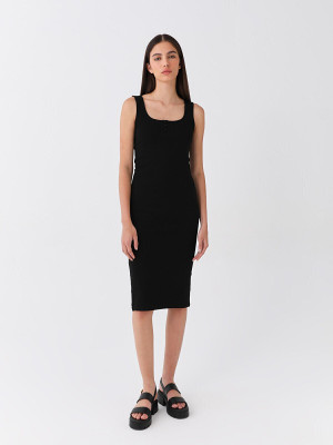 DESIGN PLUS FASHION Women Bodycon Black Midi/Calf Length Dress