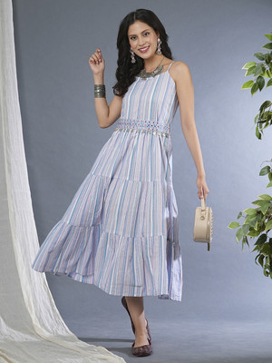 Globus Women A-line Purple Midi/Calf Length Dress