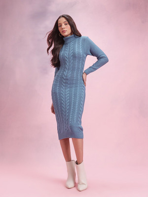 Dressberry Women High Low Blue Midi/Calf Length Dress
