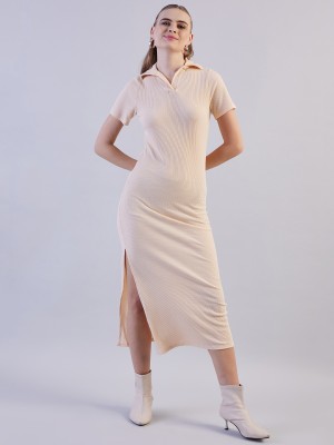 Freehand Women Sheath Beige Dress