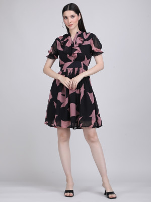 The Behruz Theory Women A-line Black Knee Length Dress