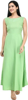 O Madam Women Maxi Green Full Length Dress