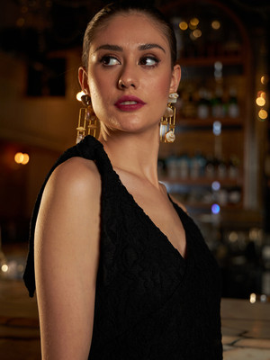 ATHENA Women A-line Black Above Knee/Mid Thigh Length Dress