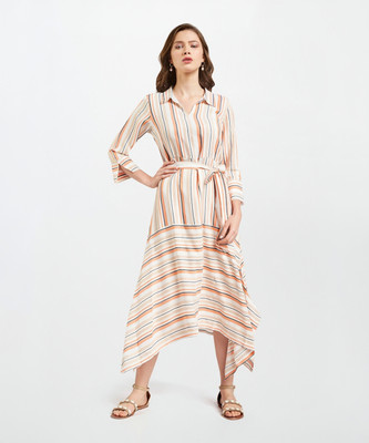 AND Women Fit and Flare Multicolor Midi/Calf Length Dress