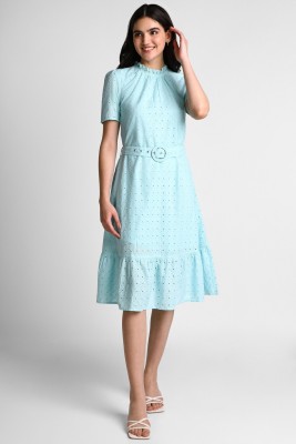 Allen Solly Women A-line Light Blue Dress