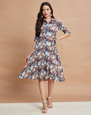Moda Rapido Women Shirt Multicolor Knee Length Dress