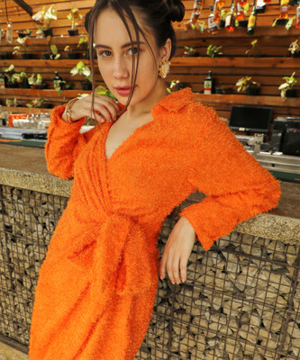 Pina Colada Women A-line Orange Mini/Short Dress