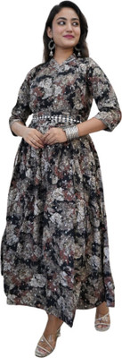 HouseofRivaa Women Maxi Black Below Knee Dress
