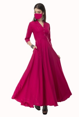 Rudraaksha Women Maxi Pink Dress