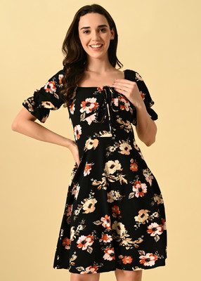 HouseOfCommon Women A-line Multicolor Knee Length Dress