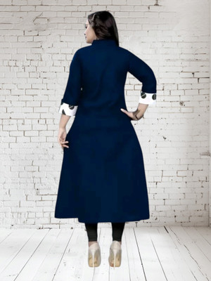 Suhani Creationnm Women Embroidered A-line Kurta(Blue, Pink)