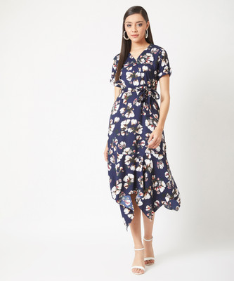 Miss Chase Women Wrap Multicolor Midi/Calf Length Dress