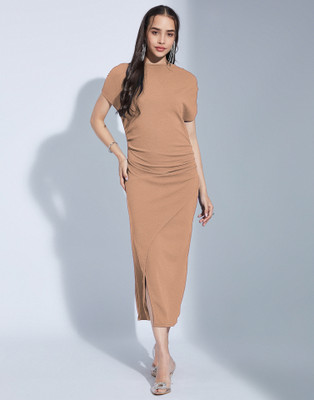 Moda Rapido Women Bodycon Brown Midi/Calf Length Dress