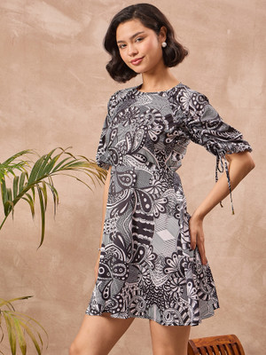 ZUMMER Women A-line Black Above Knee/Mid Thigh Length Dress
